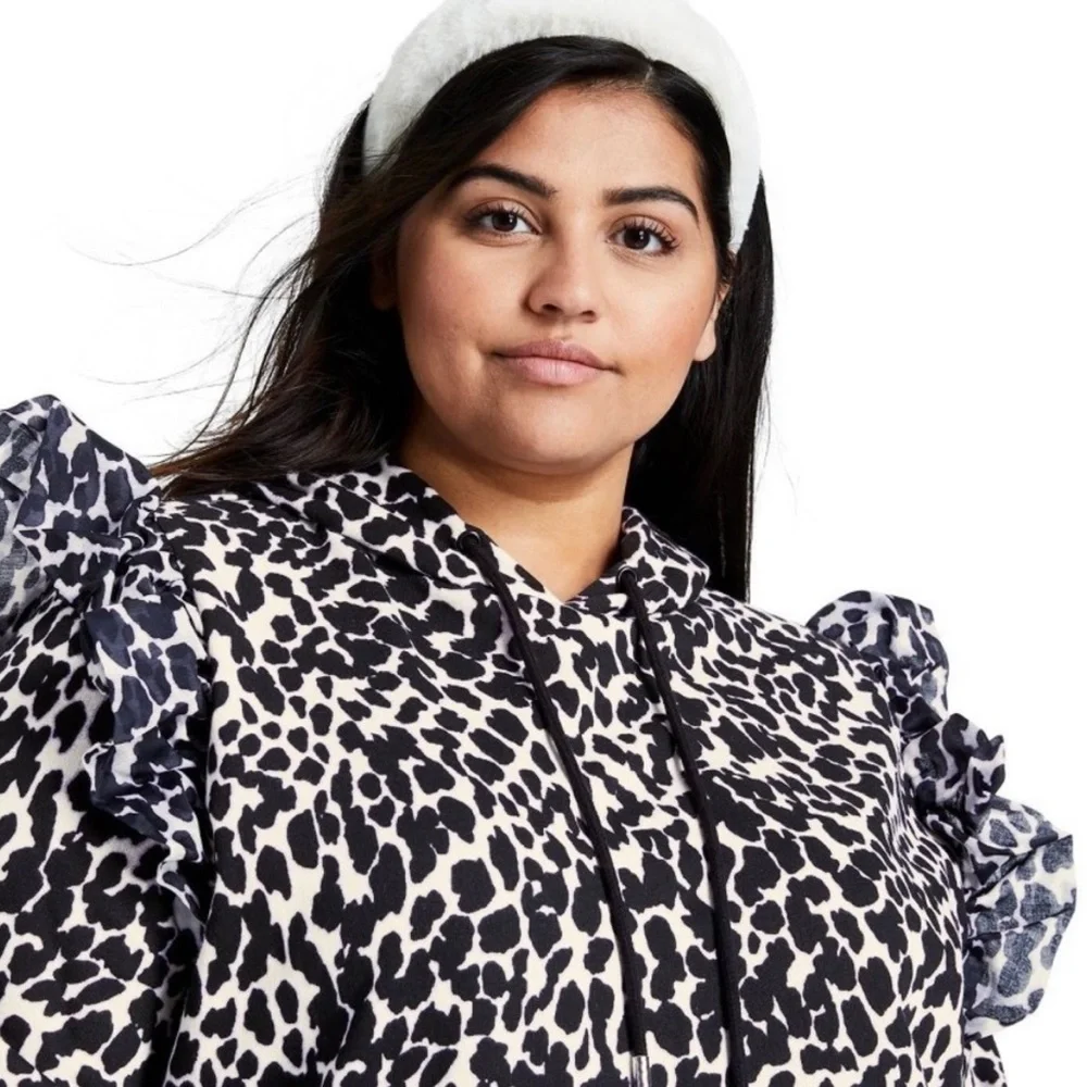 REDUCED Sandy Liang x Target Leopard Ruffle Sweatshirt hoodie size 3X - Picture 2 of 4